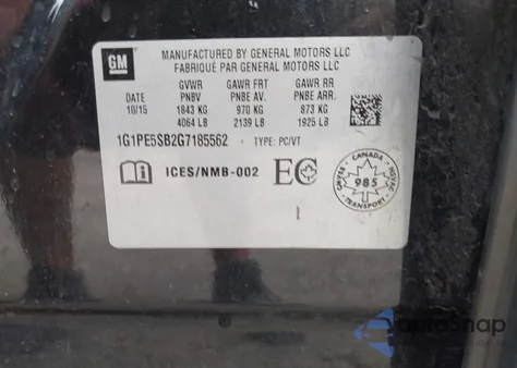 2016 Chevrolet Cruze Limited 1Lt Auto from USA, damaged, VIN 1G1PE5SB2G7185562